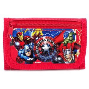Marvel Avengers Trifold Wallet Kids Small Compact Boys Money Coin Pouch Red